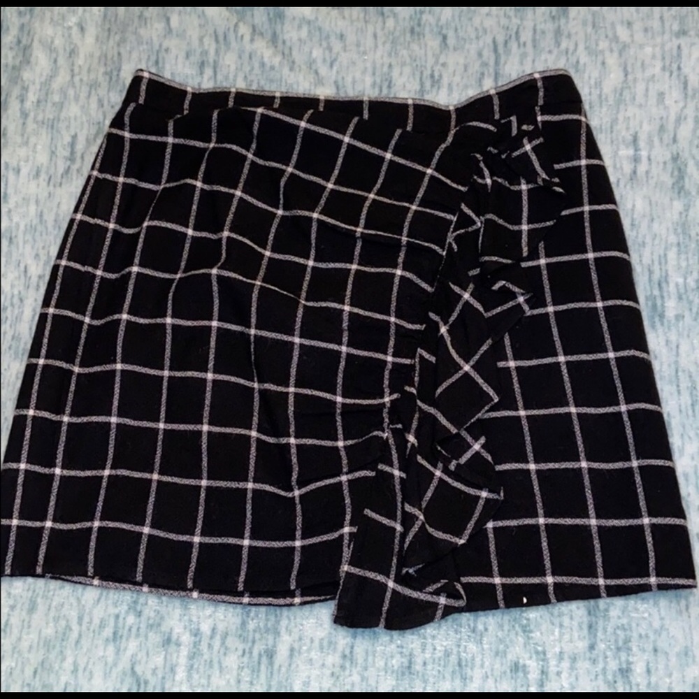 Madewell NWT windowpane black and white skirt